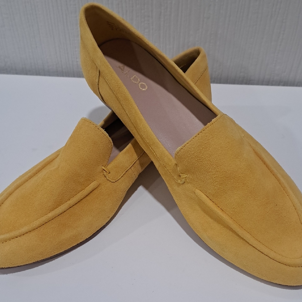 Aldo Yellow Suede Slip-On Loafers